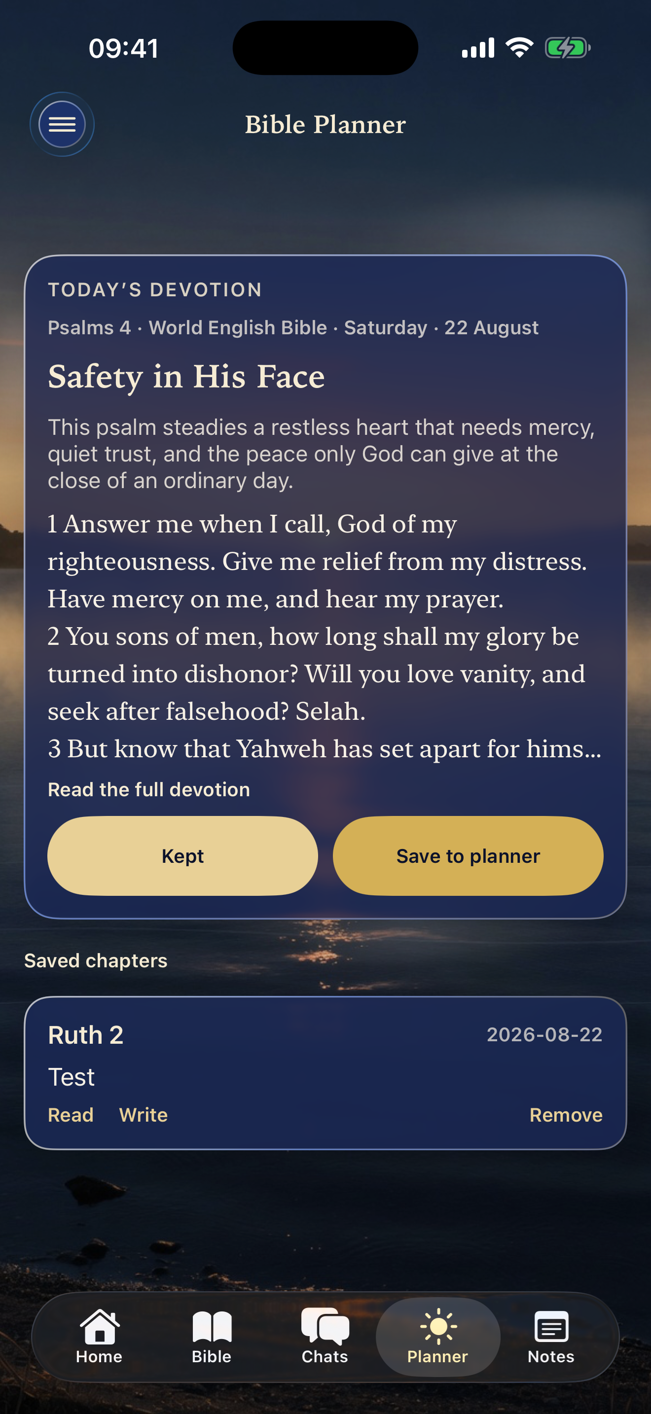Bible Planner with today’s Word.